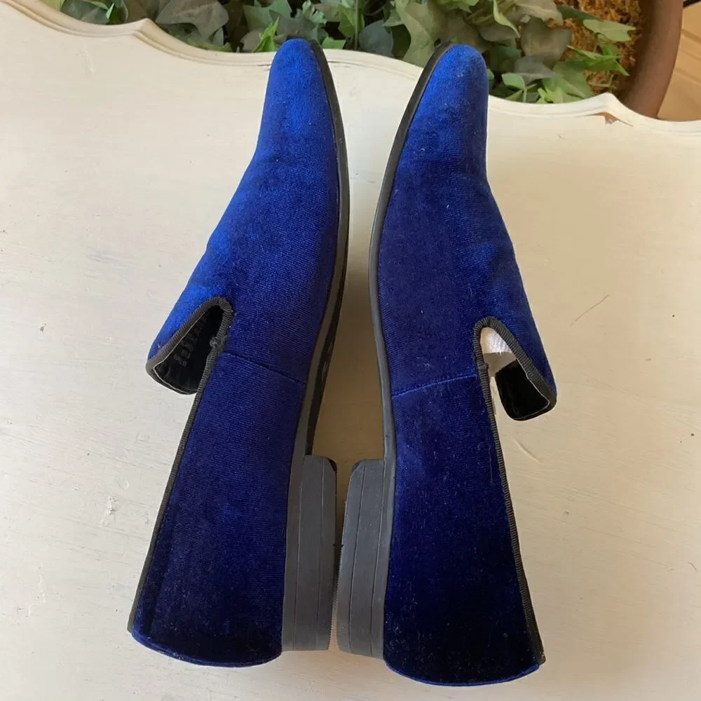 Madden Steve Madden Mens Slip-On Triumph Blue Velvet Smoking Loafers Men’s 8.5